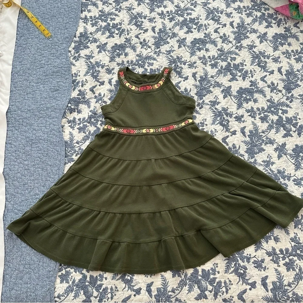 Gymboree Dress Olive Green Ruffles Size 7